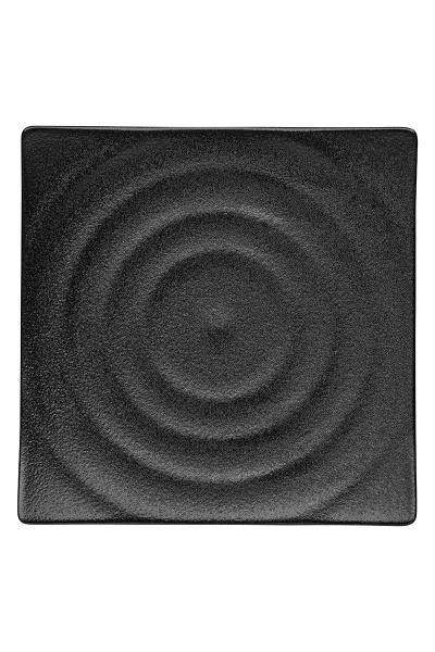 Тарелка квадратная, черная, фарфоровая "Ink Circles", диаметр 192 мм, BUFETT, 640117