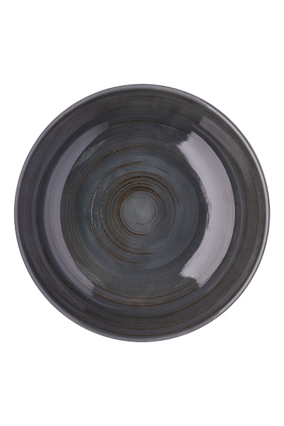 Тарелка круглая глубокая серая фарфоровая "Meteor Shower", 208х208х50 мм, BUFETT, 640114