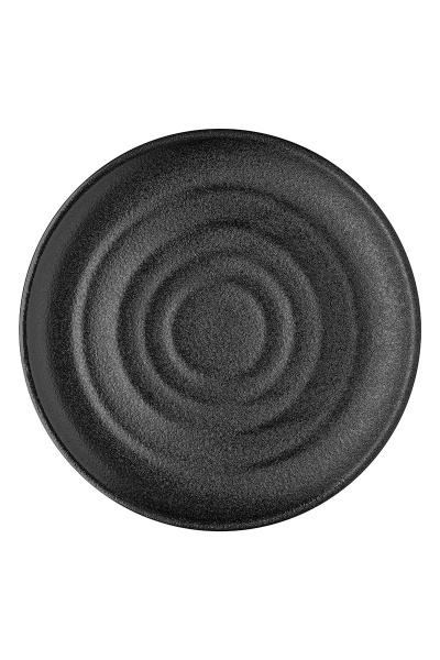 Тарелка круглая черная фарфоровая "Ink Circles", 203х203х20 мм, BUFETT, 640120