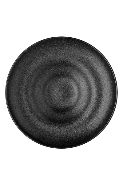 Тарелка для пасты черная фарфоровая "Ink Circles", 220х220х50 мм, BUFETT, 640121