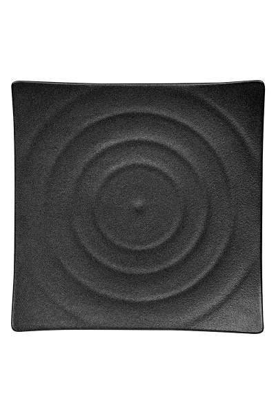 Тарелка квадратная, черная, фарфоровая "Ink Circles", диаметр 263 мм, BUFETT, 640118