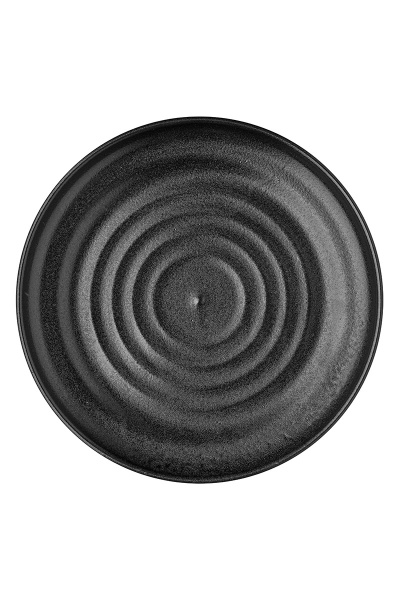 Тарелка круглая черная фарфоровая "Ink Circles", 230х230х26 мм, BUFETT, 640122